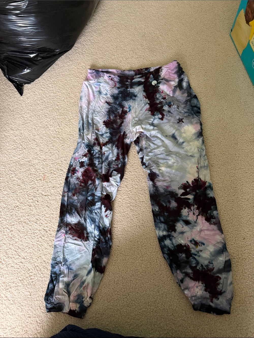 Women's Tie-Dye Jogger Pants - Pink, Black & Gray